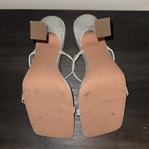 Like New ASOS silver glitter square toe heels square heel shimmer NYE - Picture 5 of 6